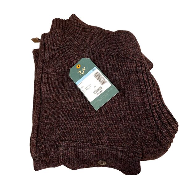 Outdoor Life Sweater Mens XL Brown Knit Cotton Long Sleeve Mock Neck Quarter Zip - Picture 9 of 15